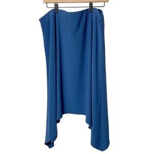 ALFANI ASYMMETRICAL PULL-ON ELASTIC WAIST MIDI SKIRT BLUE XL NWT